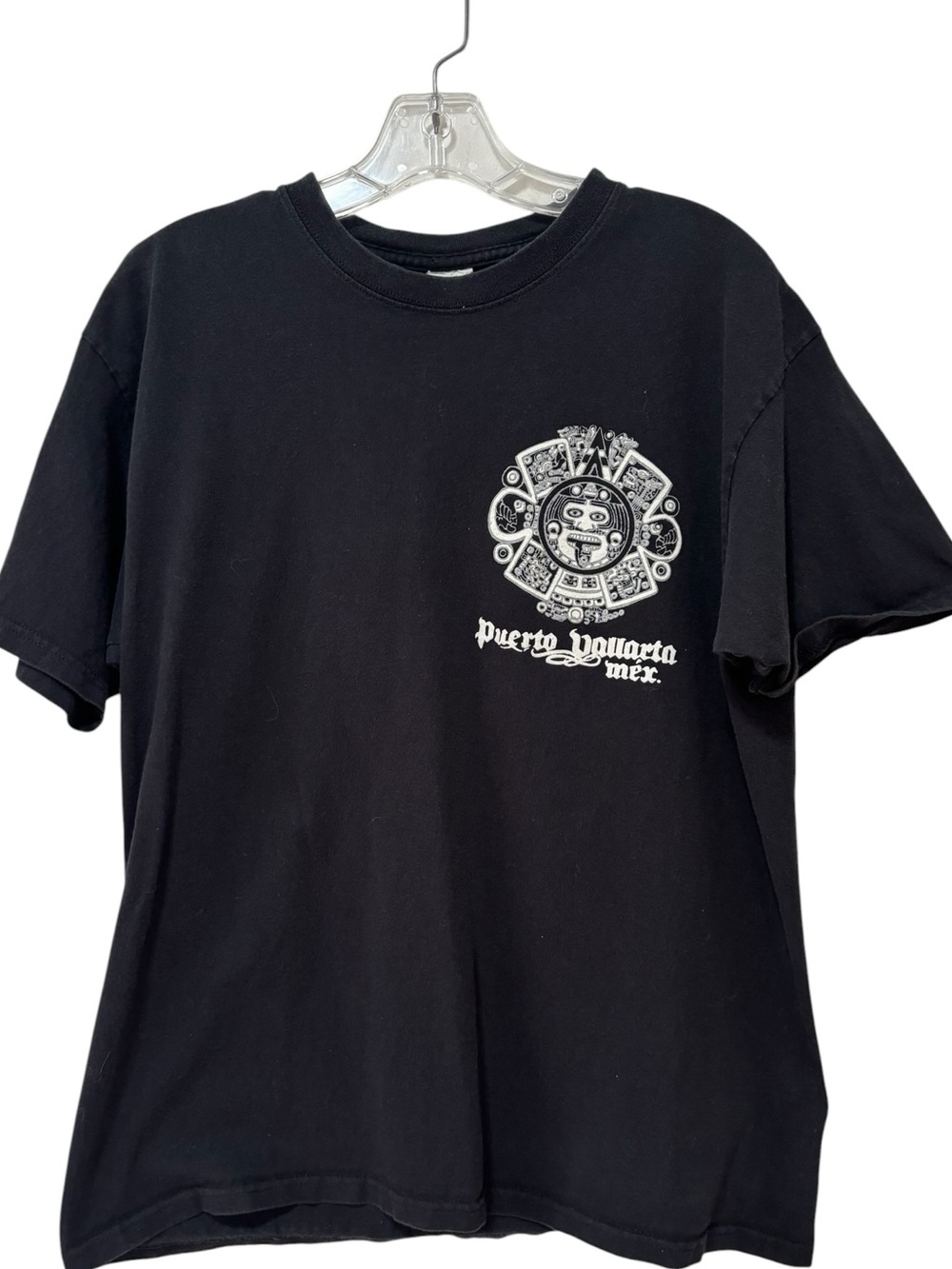 Puerto Vallarta Mexico Graphic Tee Aztec Calendar Cotton Shirt Large Fits Medium